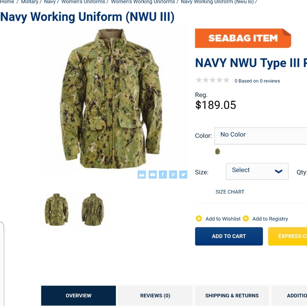 Navy NWU type 3 parka